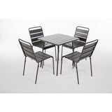 Bolero Slatted Steel Side Chair Grey (Pack 4)