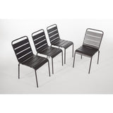 Bolero Slatted Steel Side Chair Grey (Pack 4)