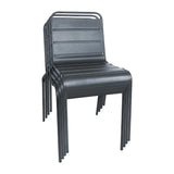 Bolero Slatted Steel Side Chair Grey (Pack 4)