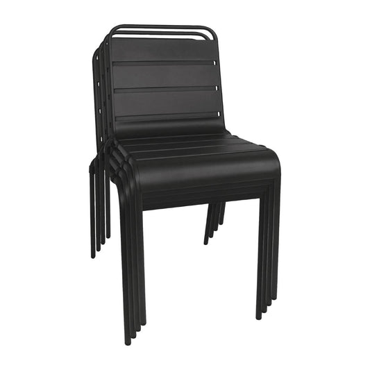 Bolero Slatted Steel Side Chair Black (Pack 4)