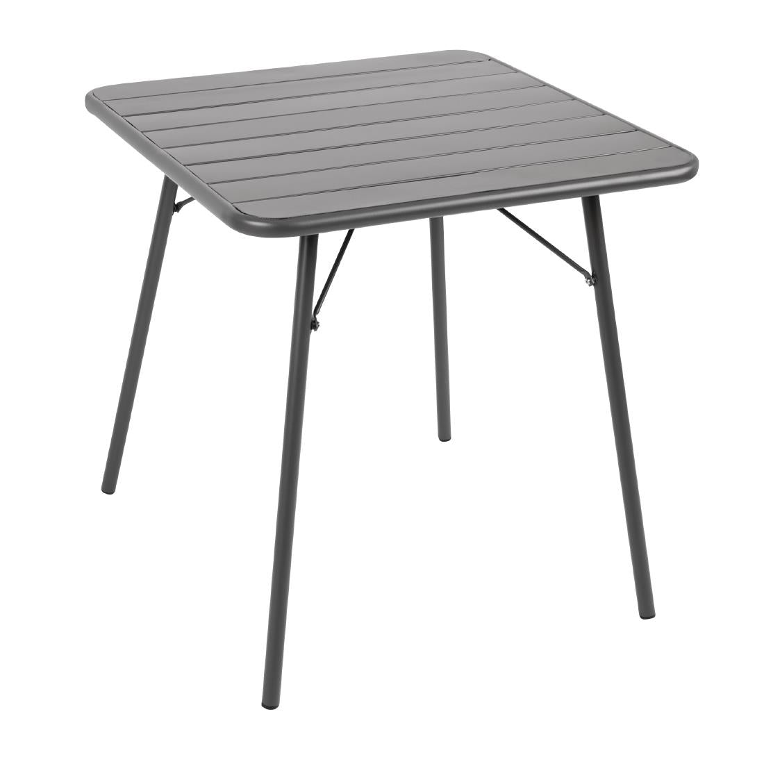 Bolero Slatted Square Steel Table Grey - 700mm