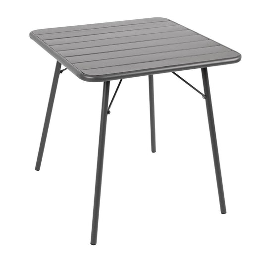 Bolero Slatted Square Steel Table Grey - 700mm