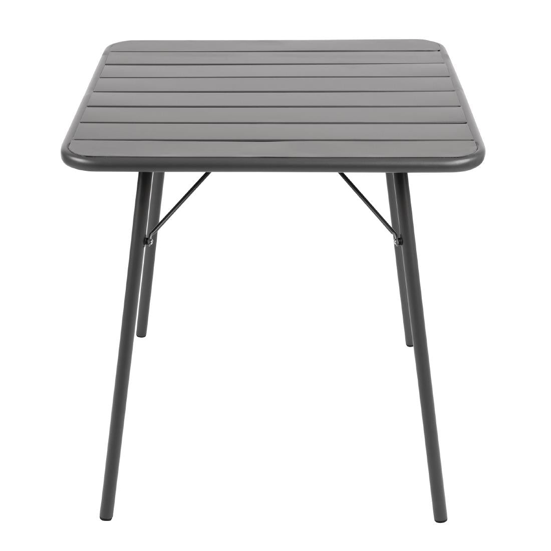 Bolero Slatted Square Steel Table Grey - 700mm