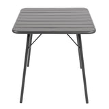 Bolero Slatted Square Steel Table Grey - 700mm