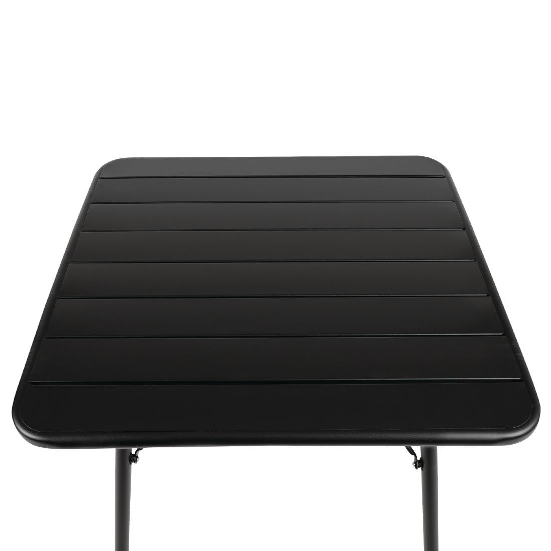 Bolero Slatted Square Steel Table Black - 700mm