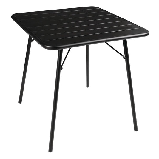 Bolero Slatted Square Steel Table Black - 700mm