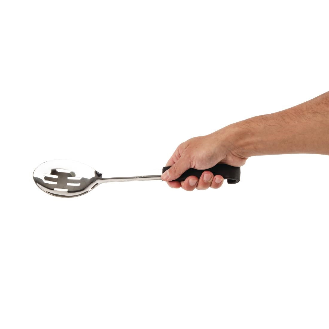 Vogue Slotted Serving Spoon Black Handled - 340mm 13"