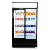 1000L Double Sliding Door Upright Display Fridge - Glass Door