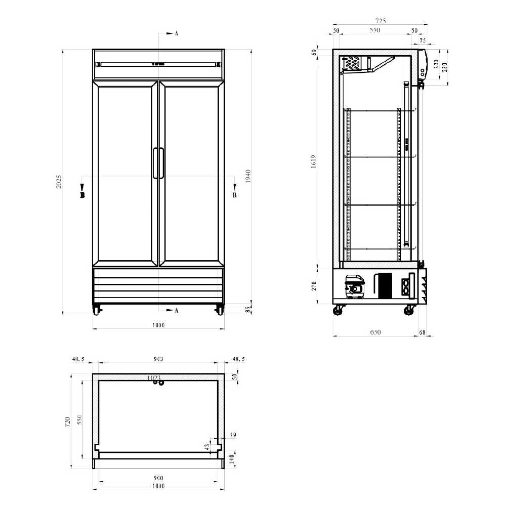 800L Double Door Upright Display Fridge - Glass Door CU800TNG
