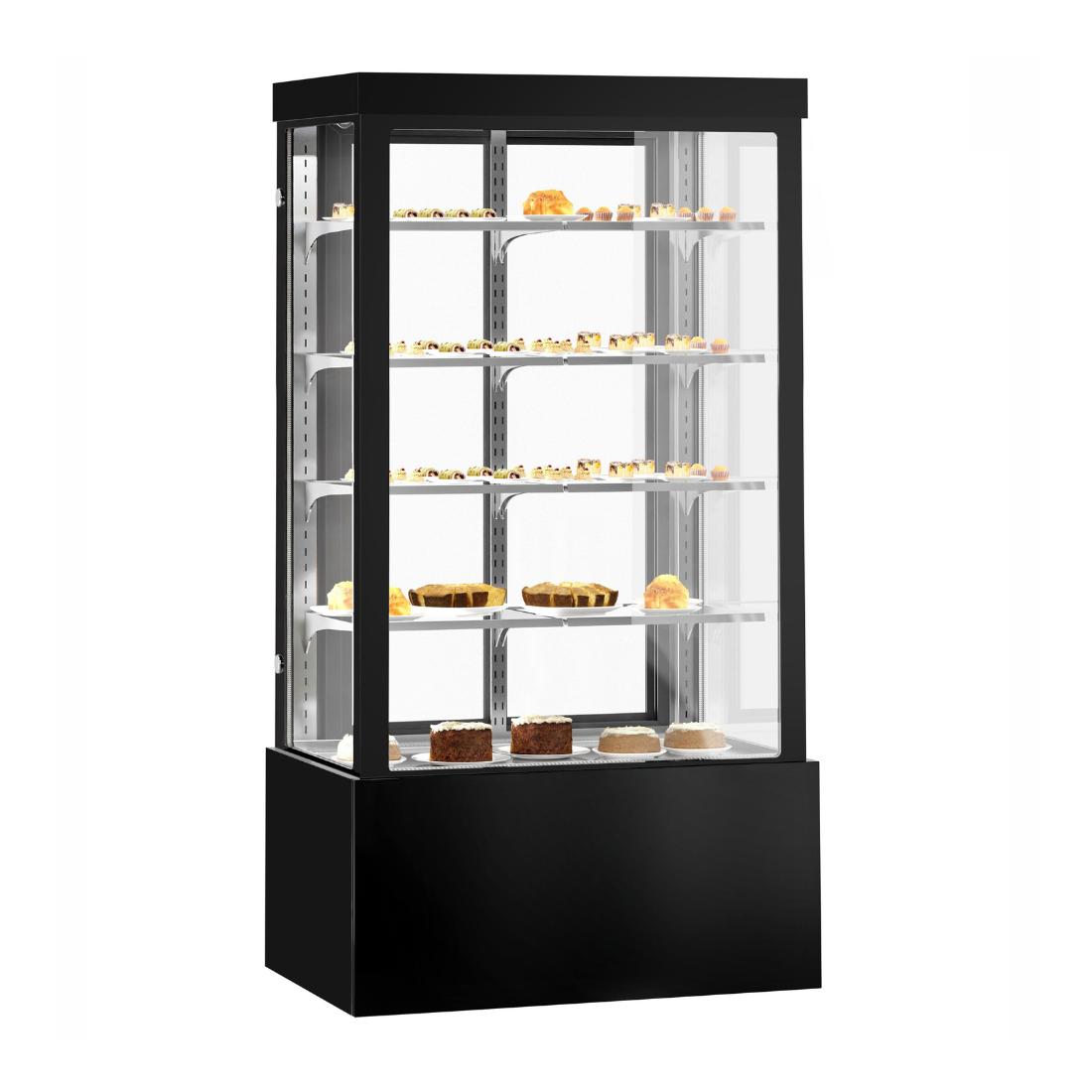 BONVUE Noir Grand 1200mm 4 Shelves Square Cake Display Cabinet - CVS120-4B