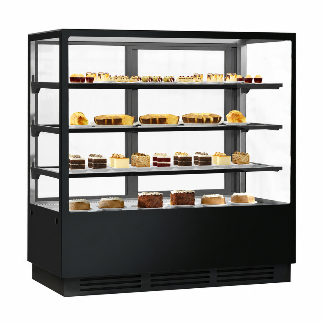 BONVUE Noir Prime 1500mm 3 Shelves Square Cake Display Cabinet - CVS150-3B