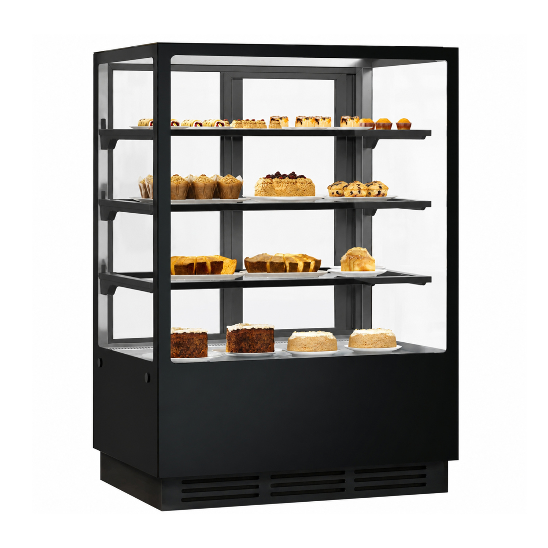 BONVUE Noir Prime 900mm 3 Shelves Square Cake Display Cabinet - CVS90-3B