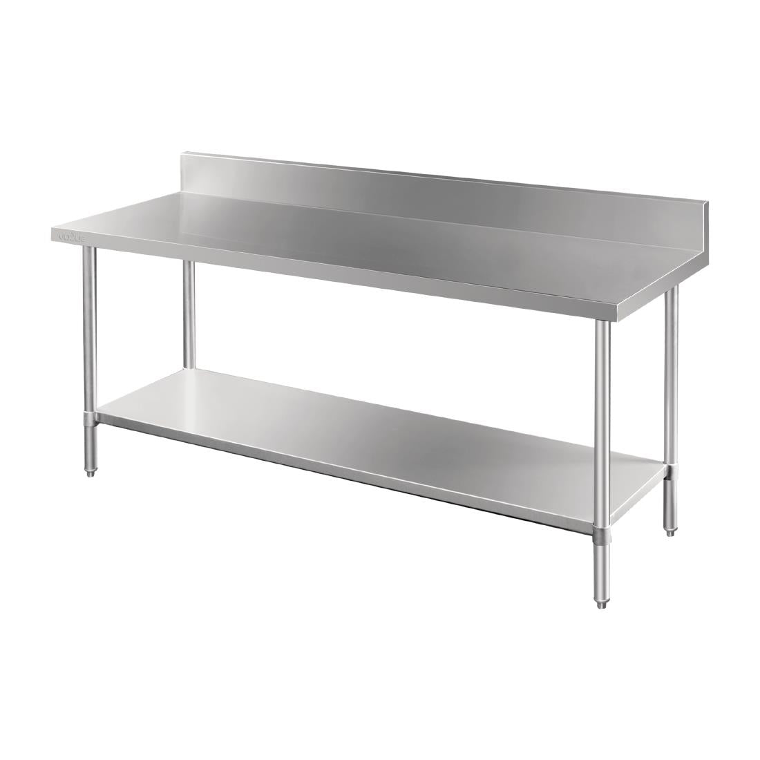 Vogue Premium 304  Stainless Steel Table with Upstand - 1800x600x900mm