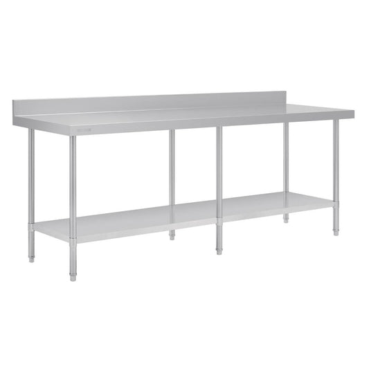 Vogue Premium 304  Stainless Steel Table with Upstand - 2400x600x900mm