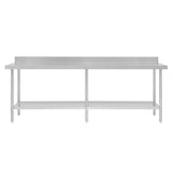 Vogue Premium 304  Stainless Steel Table with Upstand - 2400x600x900mm