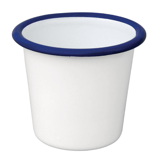 Olympia Enamel White/Blue Sauce Cup - 115ml 4oz (Box 6)