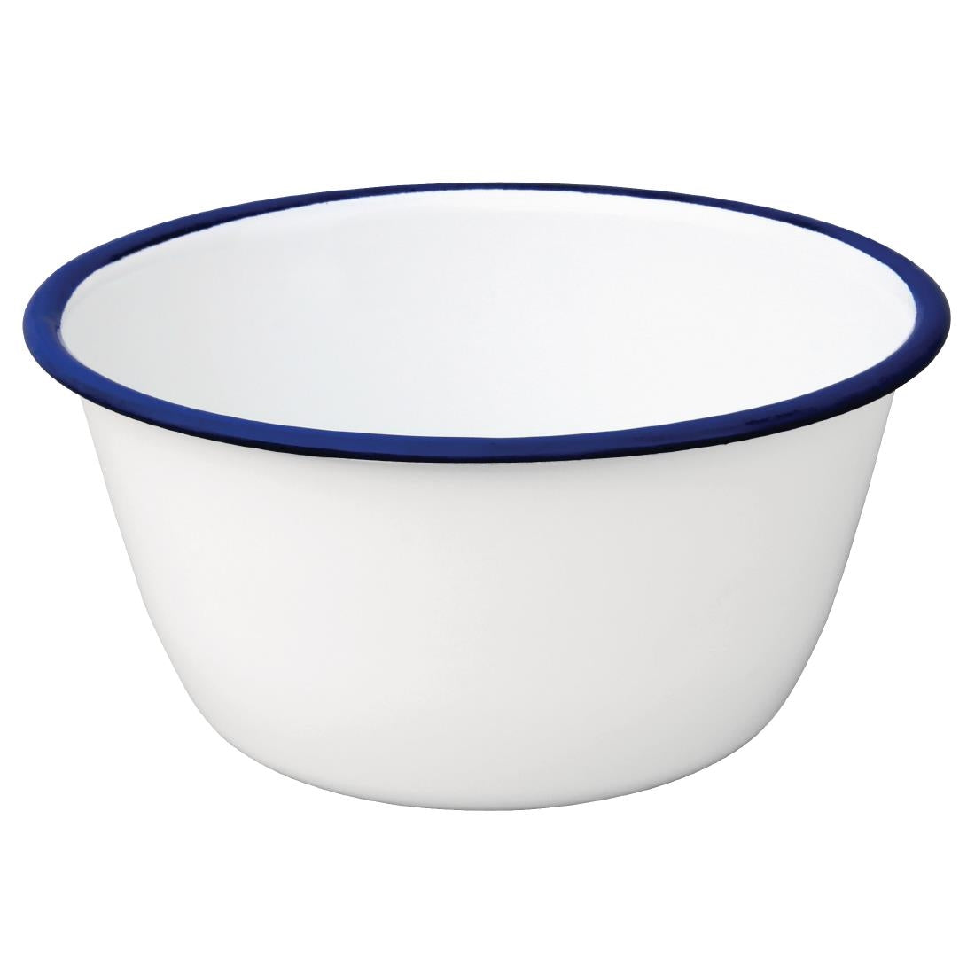 Olympia Enamel White/Blue Pudding Bowl - 155(dia)x70(h)mm (Box 6)