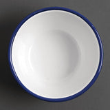 Olympia Enamel White/Blue Pudding Bowl - 155(dia)x70(h)mm (Box 6)