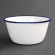 Olympia Enamel White/Blue Pudding Bowl - 155(dia)x70(h)mm (Box 6)