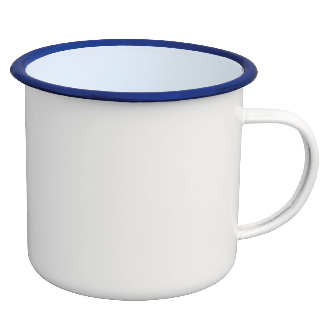 Olympia Enamel White/Blue Large Soup Mug - 670ml 23.5oz (Box 6)