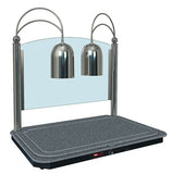 DCSB400-3624-2-GGBN Hatco Decorative Glo Ray Carving Station with a rectangular swanstone heated base, dual overhead lights and sneeze guard - 911mm x 610mm x 864mm - 1168mm