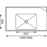 Vogue Dishwasher Inlet Table with Sink (90mm outlet) - 1200x700x960mm L/H