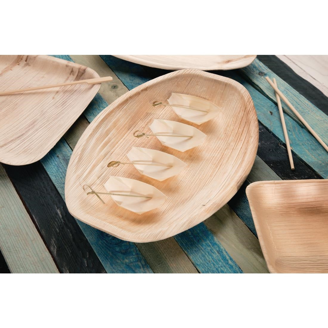 Fiesta Compostable Poplar Wooden Boat - 80mm (Pack 100)