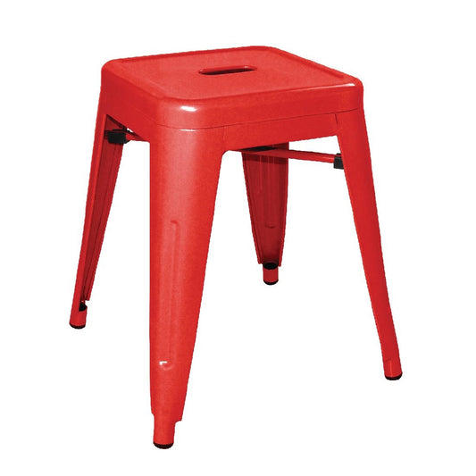 Bolero Red Steel Bistro Low Stool (Pack 4)