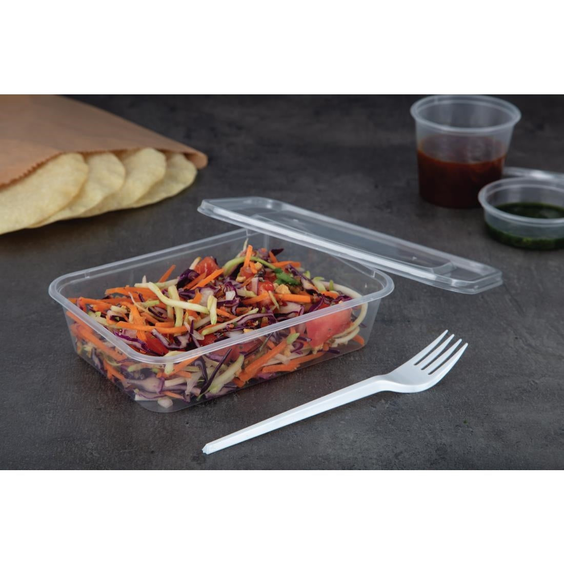 Fiesta Recyclable Microwave Plastic Container - 500ml with Lids (Box 250)