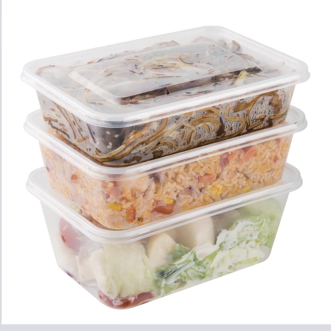 Fiesta Recyclable Microwave Plastic Container - 650ml with Lids (Box 250)