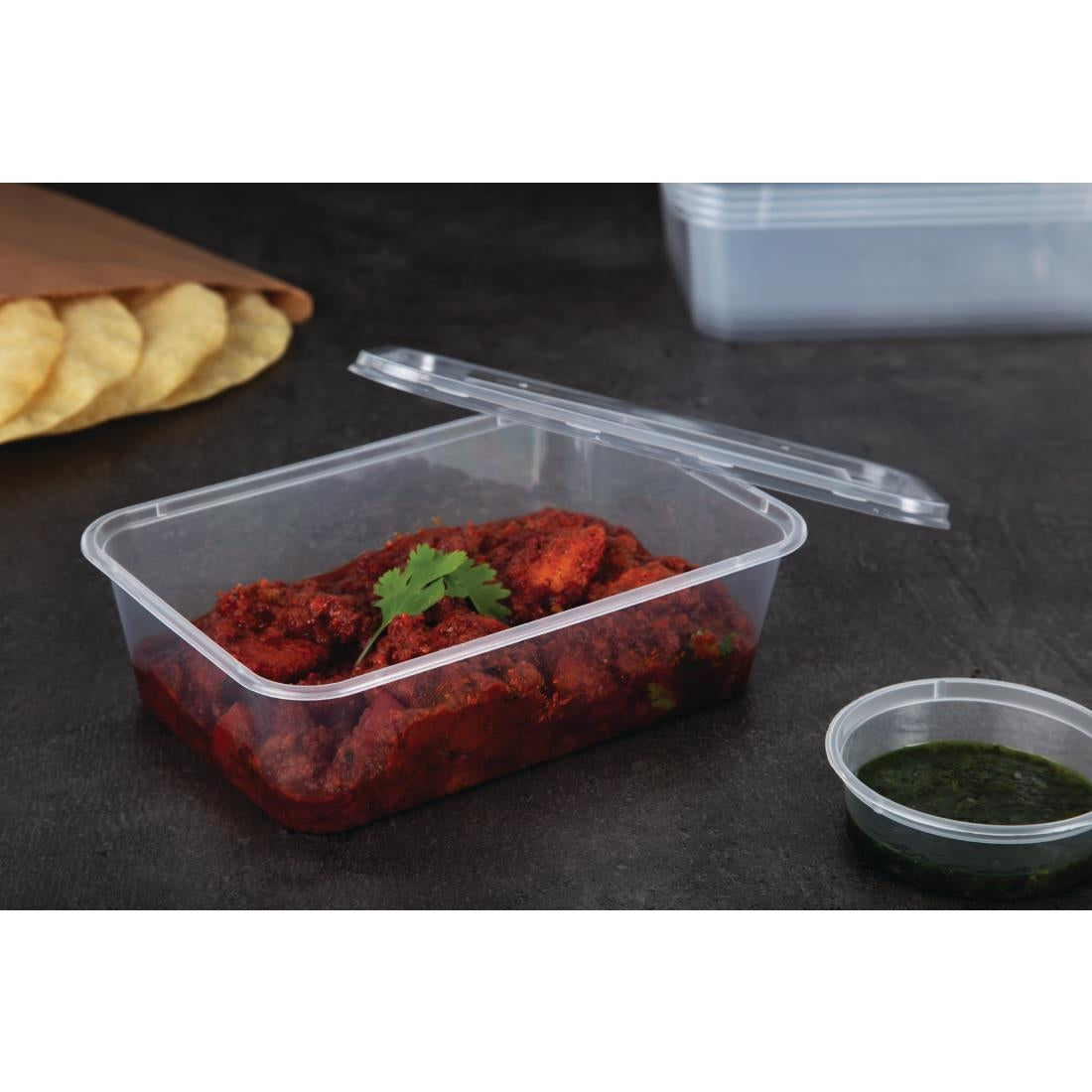 Fiesta Recyclable Microwave Plastic Container - 650ml with Lids (Box 250)