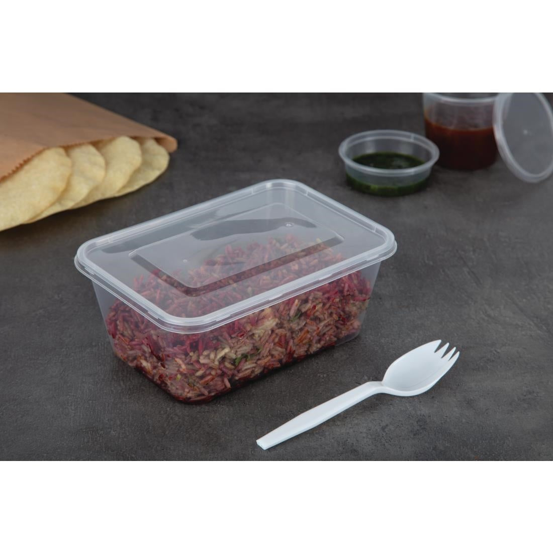 Fiesta Recyclable Microwave Plastic Container - 1000ml with Lids (Box 250)