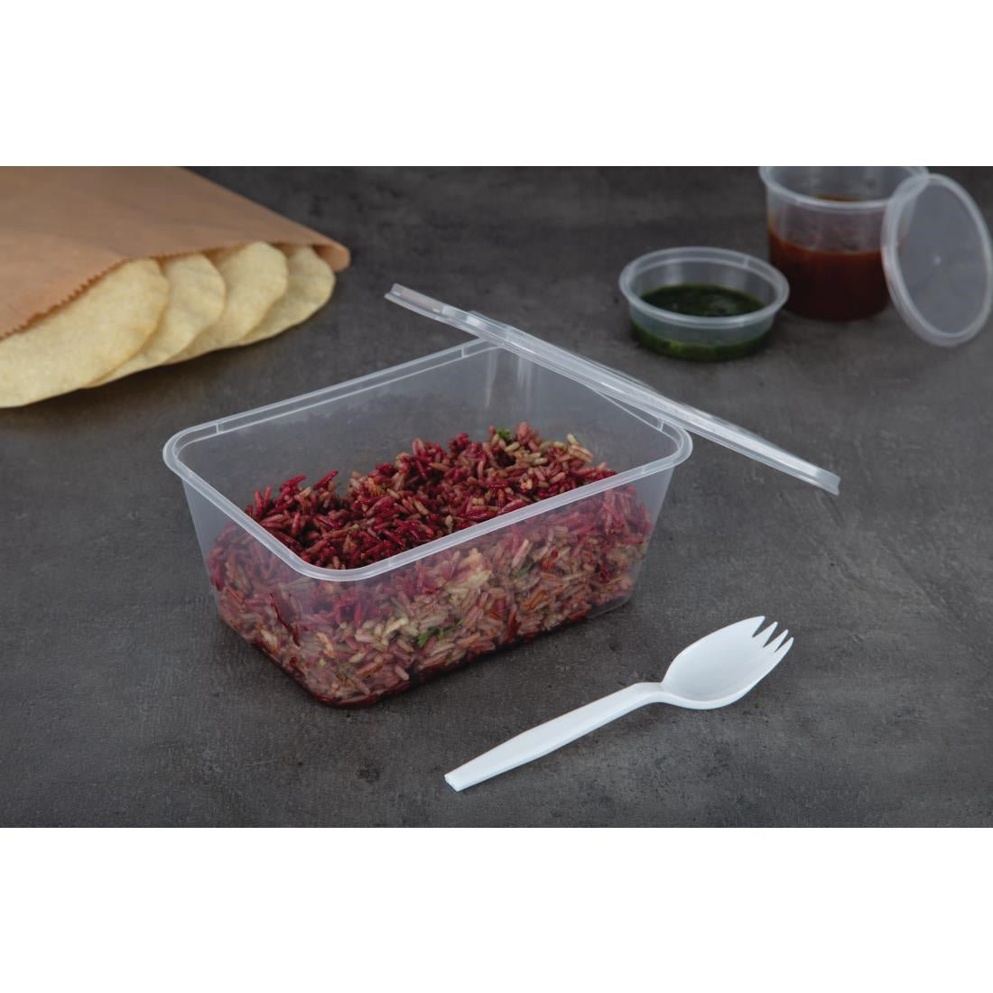 Fiesta Recyclable Microwave Plastic Container - 1000ml with Lids (Box 250)