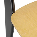 Bolero Wooden Dining Chair with Black Steel Frame (Pack 4)