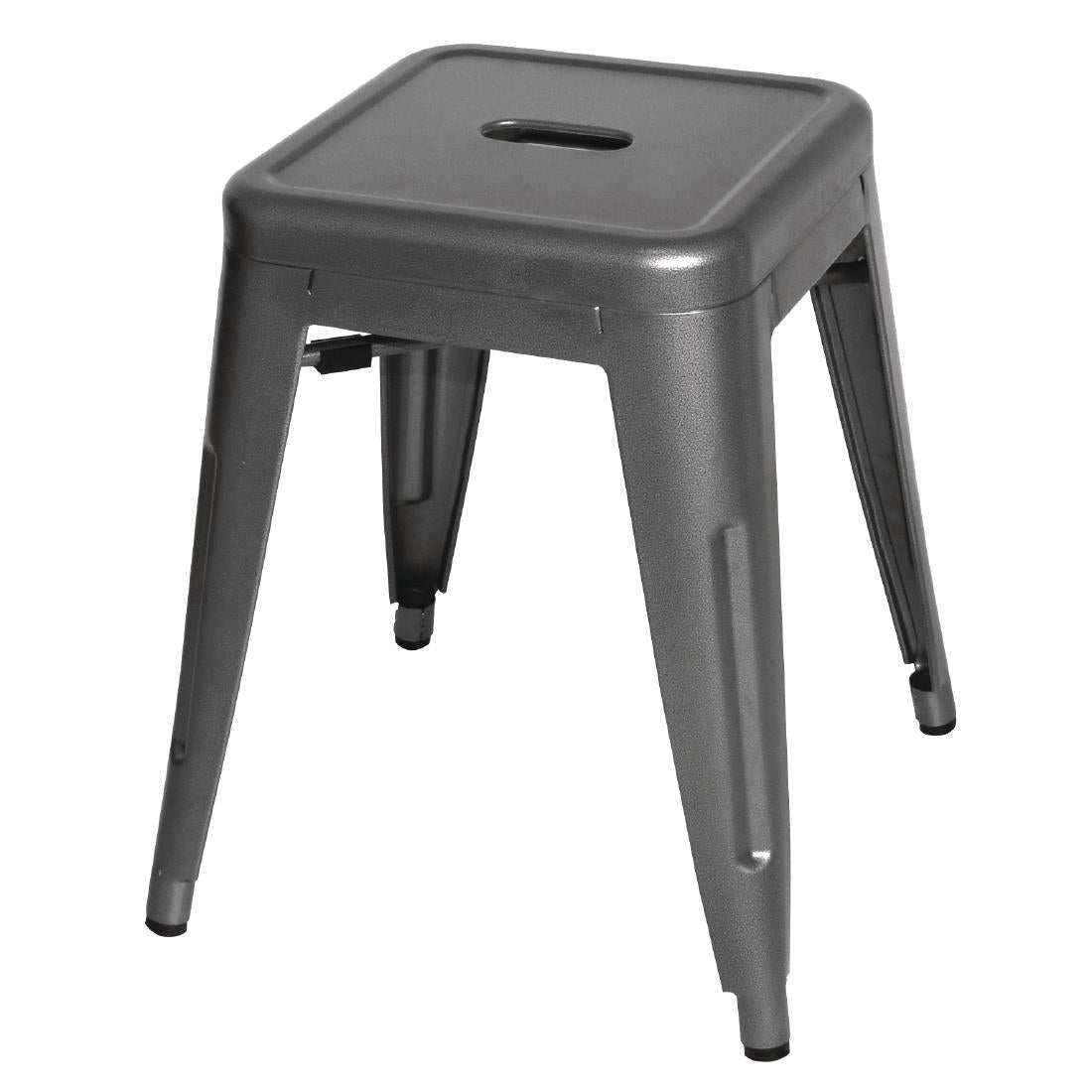 Bolero Gun Metal Grey Steel Bistro Low Stool (Pack 4)