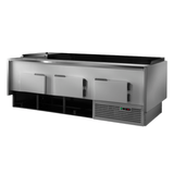 Tecnodom Serie MR80 Black 2480mm Self-serving Deli Display with Storage and Castors - TDMR-0825SELF