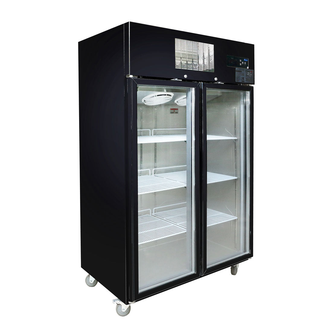 Double Glass Door Black Stainless Steel Upright Freezer - SUFG1000B