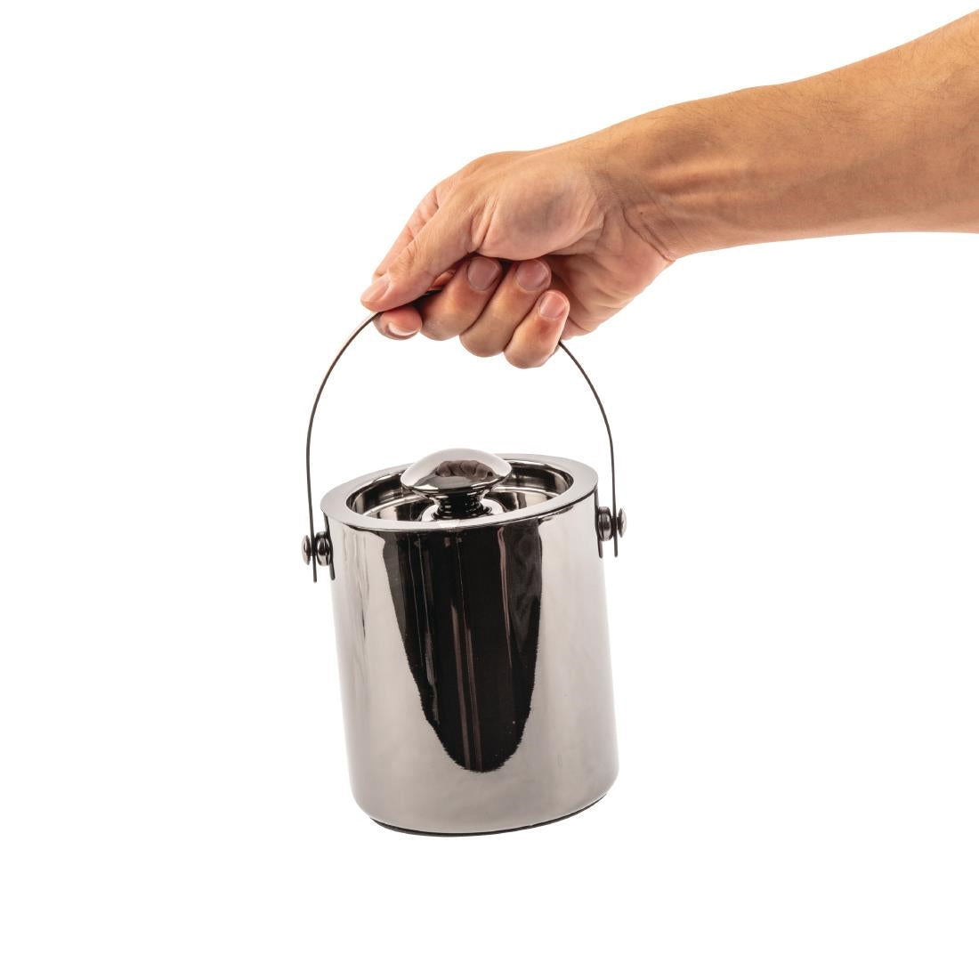 Olympia Gunmetal Barware Ice Bucket Double Wall with Lid - 1Ltr