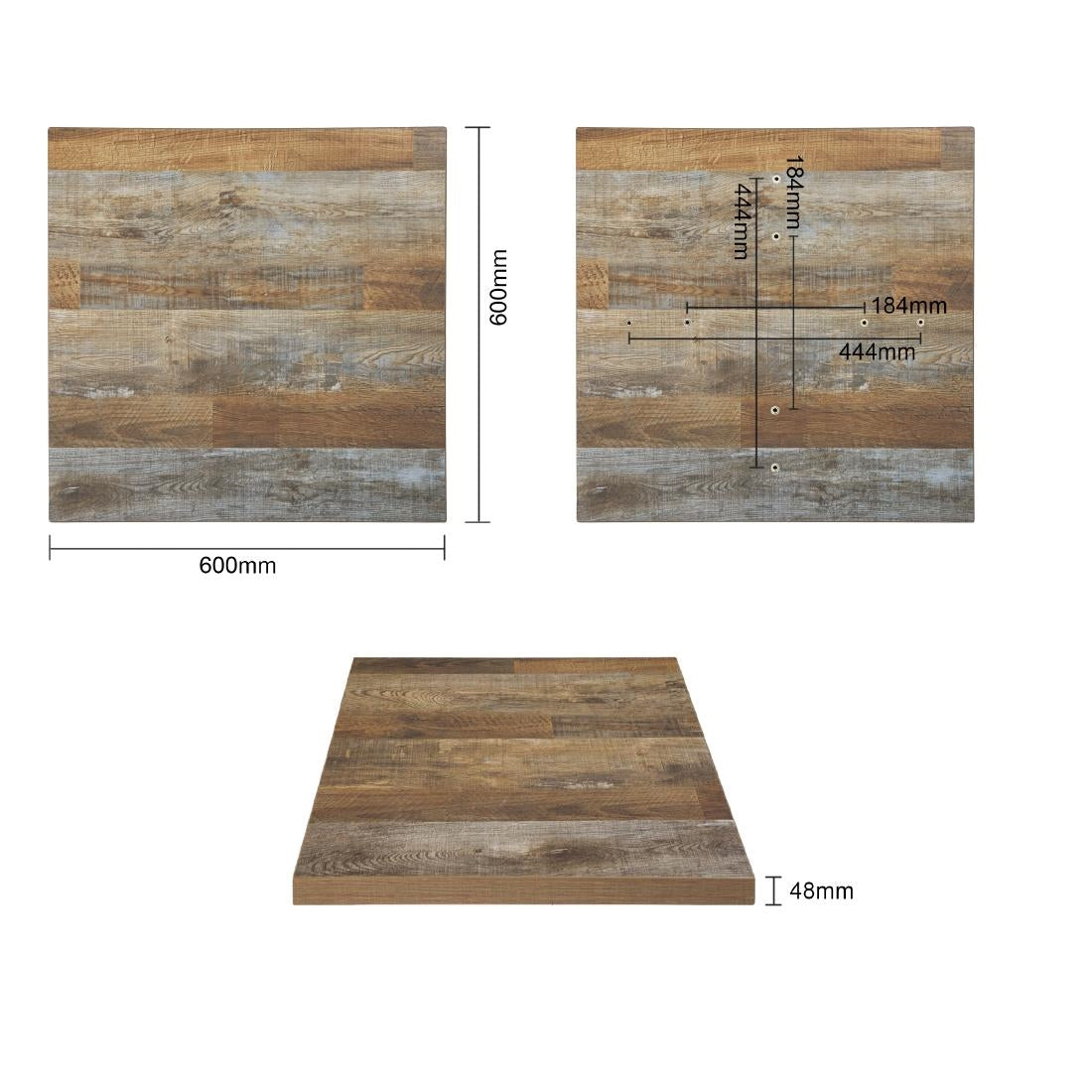 Bolero Square Table Top - Urban Dark - 48x600mm