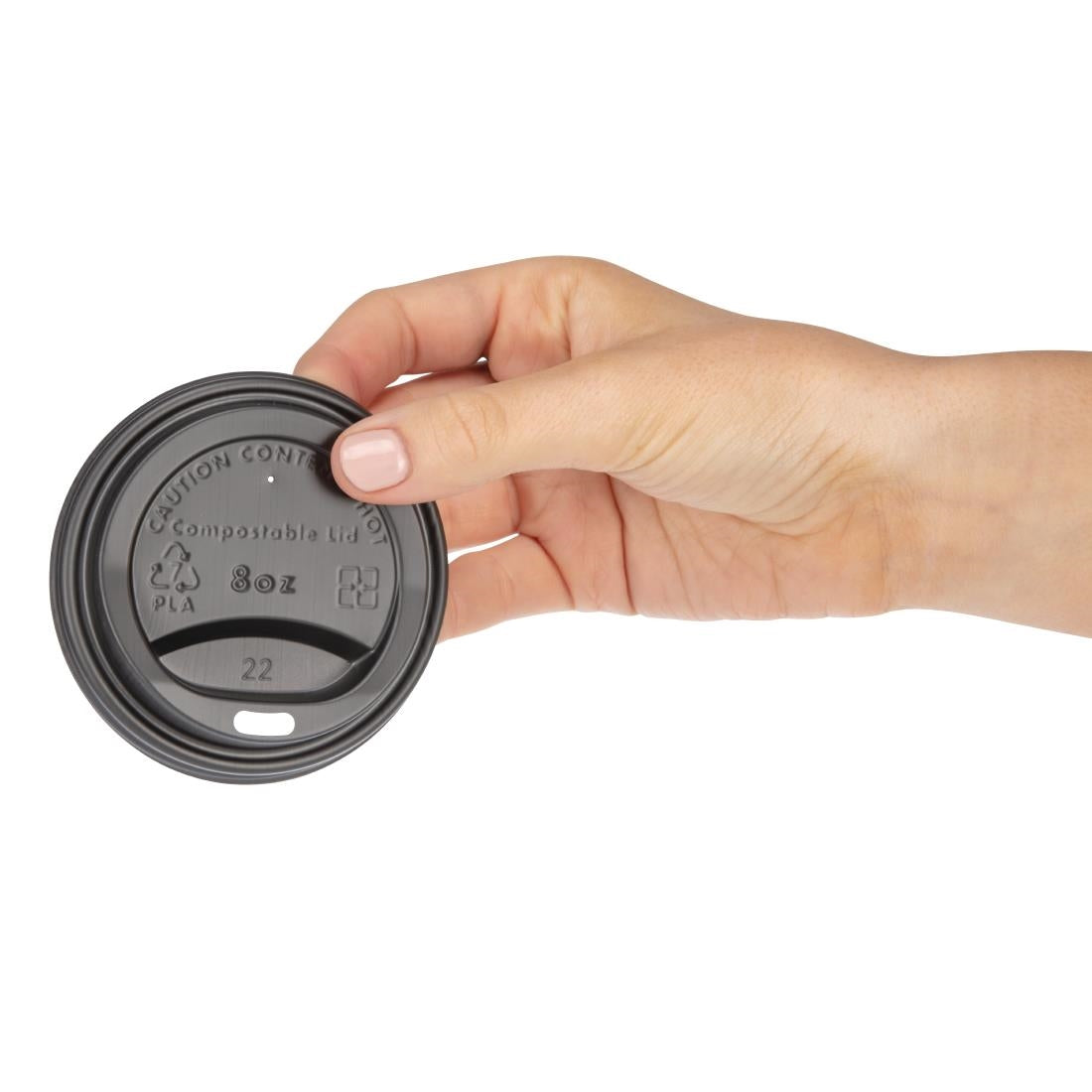 Fiesta Compostable Lid for Hot Cups- Black 8oz (Sleeve 50)