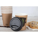 Fiesta Compostable Lid for Hot Cups- Black 8oz (Sleeve 50)