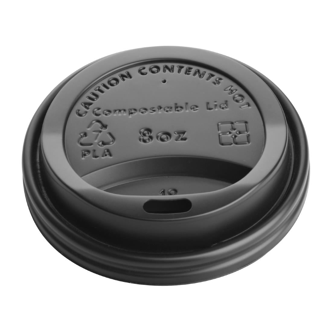 Fiesta Compostable Lid for Hot Cups- Black 8oz (Sleeve 50)