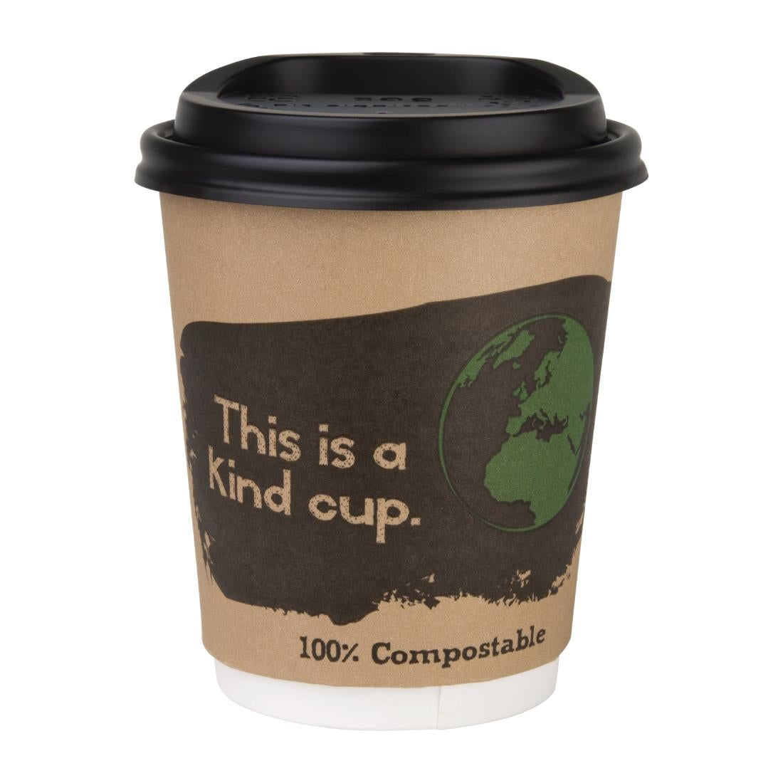 Fiesta Compostable Lid for Hot Cups- Black 8oz (Sleeve 50)