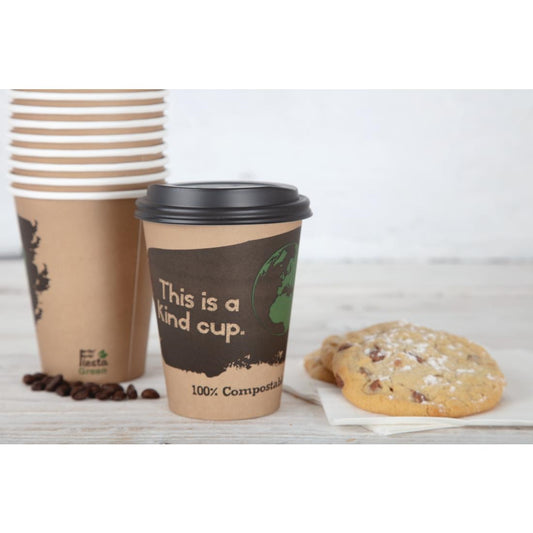 Fiesta Compostable Hot Cup Single Wall 'Kind' 12oz (Sleeve 50)