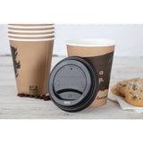 Fiesta Compostable Lid for Hot Cups- Black 12oz/16oz (Sleeve 50)