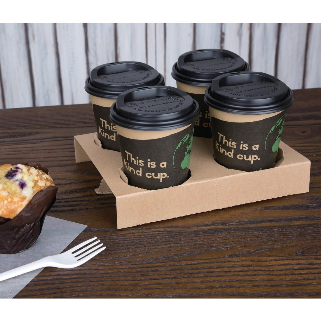 EDLP Fiesta Compostable Hot Cup Single Wall 'Kind' 12oz (Box 1000)