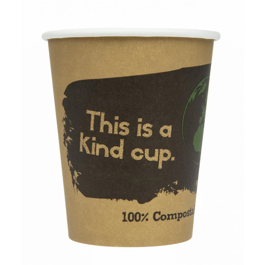 Fiesta Compostable Hot Cup Single Wall 'Kind' 8oz (Sleeve 50)