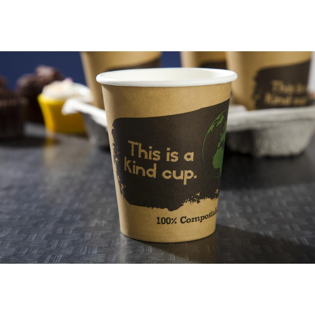 Fiesta Compostable Hot Cup Single Wall 'Kind' 8oz (Sleeve 50)