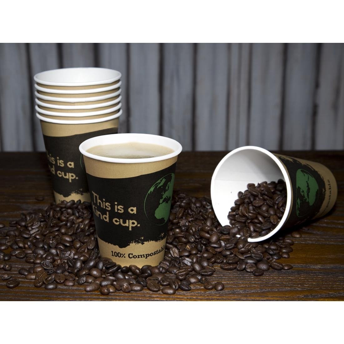 EDLP Fiesta Compostable Hot Cup Single Wall 'Kind' 12oz (Box 1000)