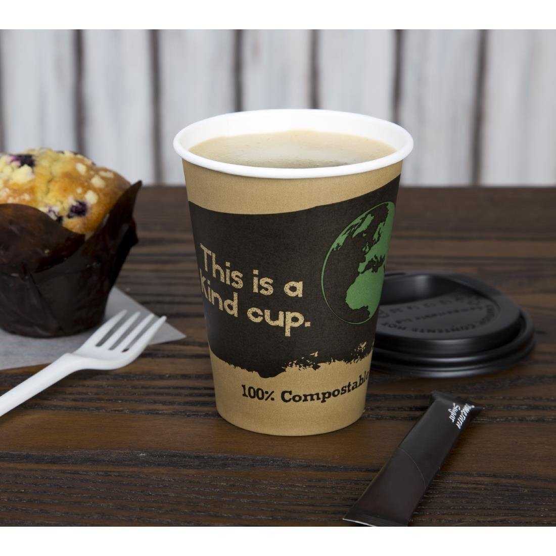 Fiesta Compostable Hot Cup Single Wall 'Kind' 8oz (Sleeve 50)